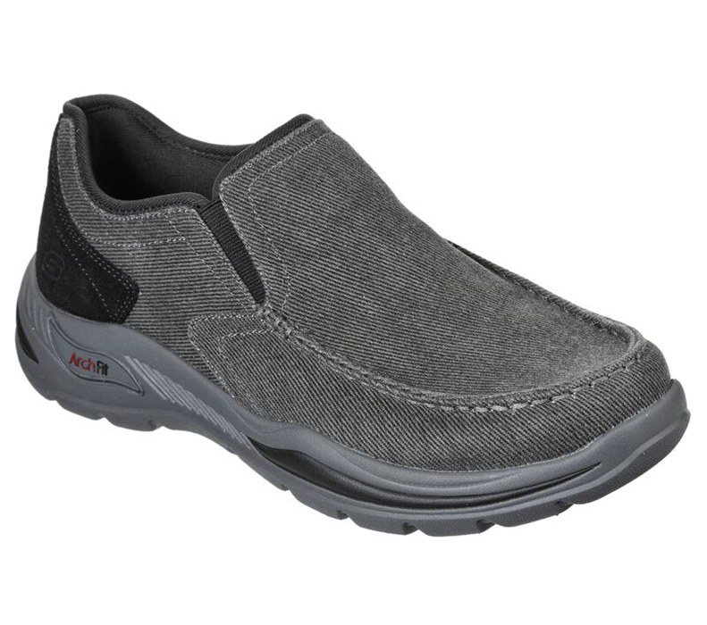 Skechers Arch Fit Motley - Rolens - Mens Slip On Shoes Black [AU-SK7671]